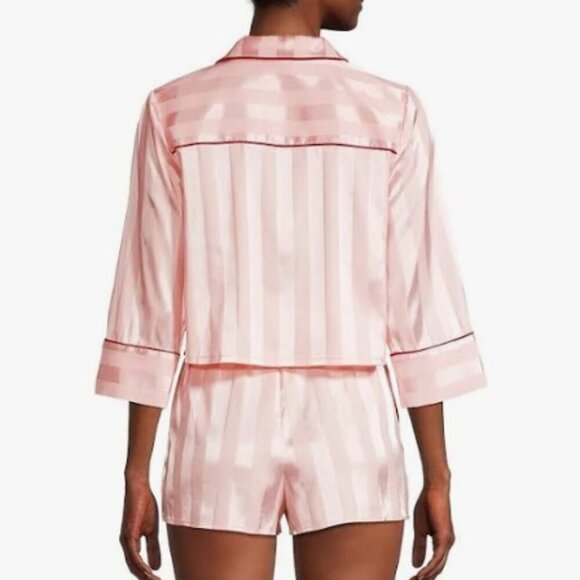 Free People Pillow Talk Satin Stripe Short Pajamas in Pink – Size Small - Picture 3 of 9